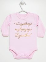 wszystkiego najlepszego dziadku nadruk złoty body z długim rękawem kolor różowy 181