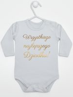wszystkiego najlepszego dziadku nadruk złoty body z długim rękawem kolor szary 181