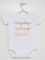 wszystkiego najlepszego dziadku nadruk złoty body z krótkim rękawem kolor biały 181