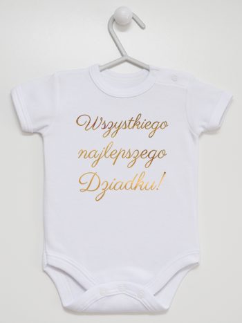 wszystkiego najlepszego dziadku nadruk złoty body z krótkim rękawem kolor biały 181