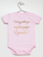 wszystkiego najlepszego dziadku nadruk złoty body z krótkim rękawem kolor różowy 181