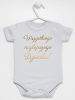 wszystkiego najlepszego dziadku nadruk złoty body z krótkim rękawem kolor szary 181