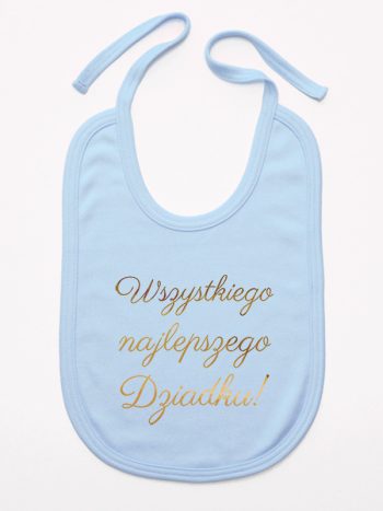 wszystkiego najlepszego dziadku nadruk złoty śliniak niemowlęcy kolor błękitny 181