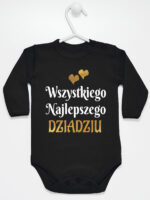 wszystkiego najlepszego dziadziu z sercami body z długim rękawem kolor czarny 255