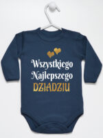 wszystkiego najlepszego dziadziu z sercami body z długim rękawem kolor granatowy 255