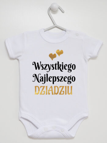 wszystkiego najlepszego dziadziu z sercami body z krótkim rękawem kolor biały 255
