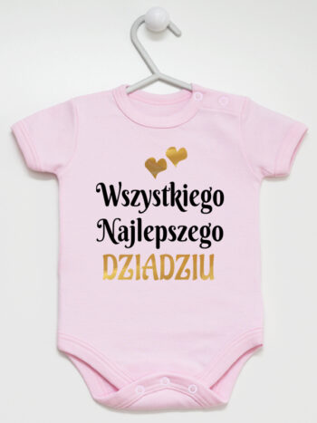 wszystkiego najlepszego dziadziu z sercami body z krótkim rękawem kolor różowy 255