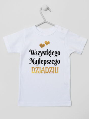 wszystkiego najlepszego dziadziu z sercami koszulka z krótkim rękawem kolor biały 255