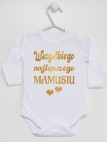 wszystkiego najlepszego mamusiu nadruk złoty z sercami body z długim rękawem kolor biały 230 wszystkiego najlepszego mamusiu nadruk złoty z sercami body z długim rękawem kolor biały 230