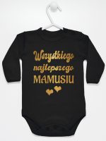 wszystkiego najlepszego mamusiu nadruk złoty z sercami body z długim rękawem kolor czarny 230 wszystkiego najlepszego mamusiu nadruk złoty z sercami body z długim rękawem kolor czarny 230