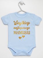 wszystkiego najlepszego mamusiu nadruk złoty z sercami body z krótkim rękawem kolor błękitny 230 wszystkiego najlepszego mamusiu nadruk złoty z sercami body z krótkim rękawem kolor błękitny 230