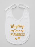 wszystkiego najlepszego mamusiu nadruk złoty z sercami śliniak niemowlęcy kolor biały 230