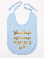 wszystkiego najlepszego mamusiu nadruk złoty z sercami śliniak niemowlęcy kolor błękitny 230