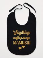 wszystkiego najlepszego mamusiu nadruk złoty z sercami śliniak niemowlęcy kolor czarny 230