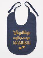 wszystkiego najlepszego mamusiu nadruk złoty z sercami śliniak niemowlęcy kolor granatowy 230
