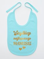 wszystkiego najlepszego mamusiu nadruk złoty z sercami śliniak niemowlęcy kolor miętowy 230