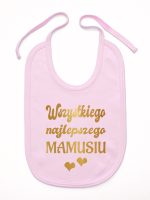 wszystkiego najlepszego mamusiu nadruk złoty z sercami śliniak niemowlęcy kolor różowy 230