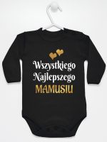 wszystkiego najlepszego mamusiu z sercami body z długim rękawem kolor czarny 248