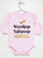 wszystkiego najlepszego mamusiu z sercami body z długim rękawem kolor różowy 248