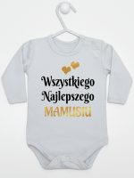 wszystkiego najlepszego mamusiu z sercami body z długim rękawem kolor szary 248