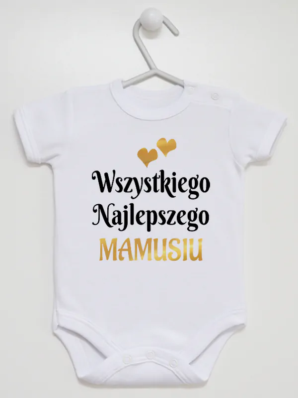 wszystkiego najlepszego mamusiu z sercami body z krótkim rękawem kolor biały 248