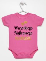 wszystkiego najlepszego mamusiu z sercami body z krótkim rękawem kolor ciemny rózowy 248