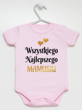 wszystkiego najlepszego mamusiu z sercami body z krótkim rękawem kolor różowy 248
