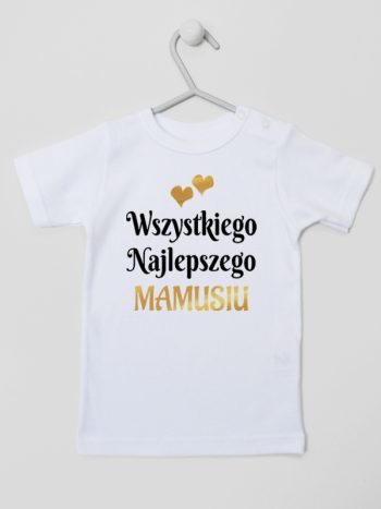 wszystkiego najlepszego mamusiu z sercami koszulka z krótkim rękawem kolor biały 248