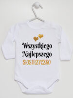 wszystkiego najlepszego siostrzyczko z sercami body z długim rękawem kolor biały 257