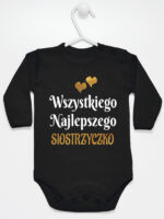 wszystkiego najlepszego siostrzyczko z sercami body z długim rękawem kolor czarny 257