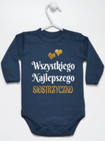 wszystkiego najlepszego siostrzyczko z sercami body z długim rękawem kolor granatowy 257