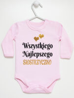 wszystkiego najlepszego siostrzyczko z sercami body z długim rękawem kolor różowy 257