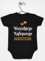 wszystkiego najlepszego siostrzyczko z sercami body z krótkim rękawem kolor czarny 257