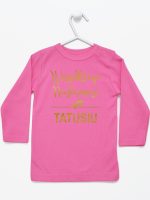 wszystkiego najlepszego tatusiu nadruk złoty koszulka z długim rękawem kolor ciemny różowy 211