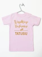 wszystkiego najlepszego tatusiu nadruk złoty koszulka z krótkim rękawem kolor różowy 211