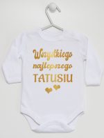 wszystkiego najlepszego tatusiu nadruk złoty z sercami body z długim rękawem kolor biały 229 wszystkiego najlepszego tatusiu nadruk złoty z sercami body z długim rękawem kolor biały 229