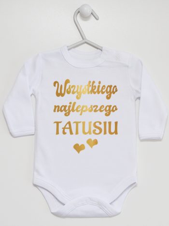 wszystkiego najlepszego tatusiu nadruk złoty z sercami body z długim rękawem kolor biały 229