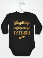 wszystkiego najlepszego tatusiu nadruk złoty z sercami body z długim rękawem kolor czarny 229 wszystkiego najlepszego tatusiu nadruk złoty z sercami body z długim rękawem kolor czarny 229