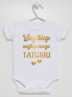 wszystkiego najlepszego tatusiu nadruk złoty z sercami body z krótkim rękawem kolor biały 229 wszystkiego najlepszego tatusiu nadruk złoty z sercami body z krótkim rękawem kolor biały 229