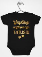 wszystkiego najlepszego tatusiu nadruk złoty z sercami body z krótkim rękawem kolor czarny 229 wszystkiego najlepszego tatusiu nadruk złoty z sercami body z krótkim rękawem kolor czarny 229