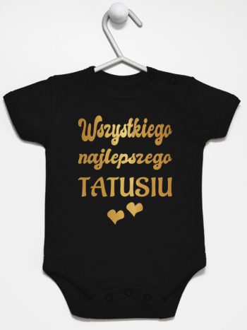 wszystkiego najlepszego tatusiu nadruk złoty z sercami body z krótkim rękawem kolor czarny 229