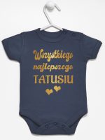wszystkiego najlepszego tatusiu nadruk złoty z sercami body z krótkim rękawem kolor granatowy 229 wszystkiego najlepszego tatusiu nadruk złoty z sercami body z krótkim rękawem kolor granatowy 229