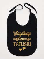 wszystkiego najlepszego tatusiu nadruk złoty z sercami śliniak niemowlęcy kolor czarny 229