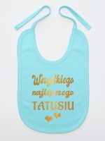 wszystkiego najlepszego tatusiu nadruk złoty z sercami śliniak niemowlęcy kolor miętowy 229