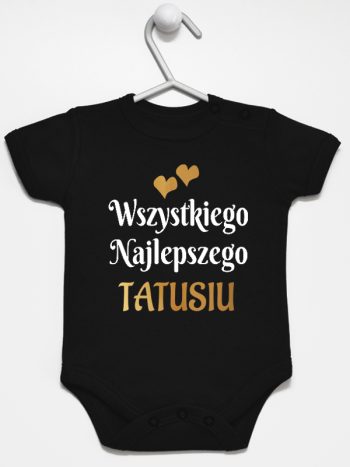 wszystkiego najlepszego tatusiu z sercami body z krótkim rękawem kolor czarny 210