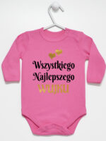 wszystkiego najlepszego wujku z sercami body z długim rękawem kolor ciemny różowy 253
