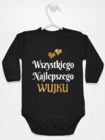 wszystkiego najlepszego wujku z sercami body z długim rękawem kolor czarny 253