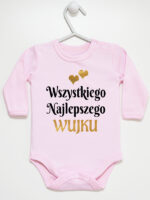 wszystkiego najlepszego wujku z sercami body z długim rękawem kolor różowy 253