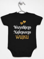 wszystkiego najlepszego wujku z sercami body z krótkim rękawem kolor czarny 253