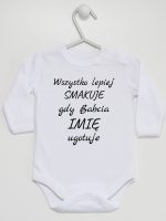 wszystko lepiej smakuje jak babcia ugotuje  body z długim rękawem kolor biały 143